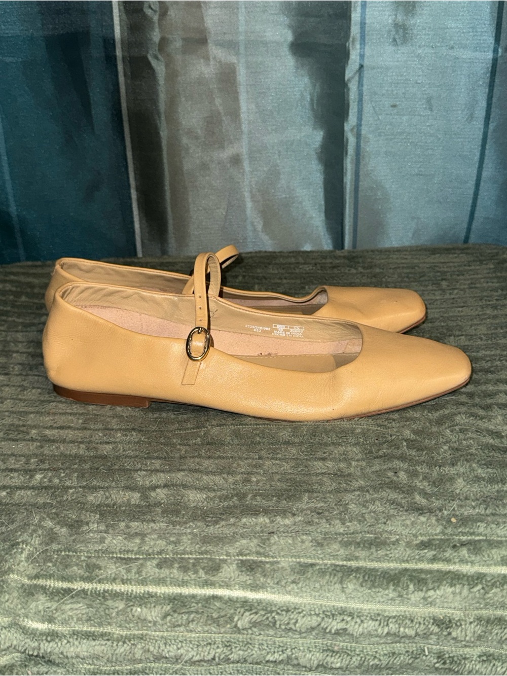 Zara Tan Mary Jane Ballet Flats with Ankle Strap
